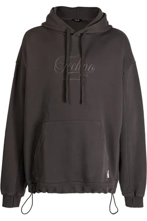 FIVE CM Slogan-embroidered cotton hoodie