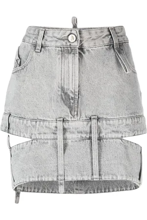The Attico Cut-out denim mini skirt