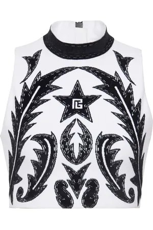 Balmain Baroque cropped top