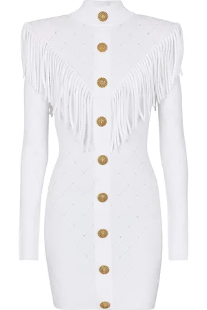 Balmain Fringed knitted minidress