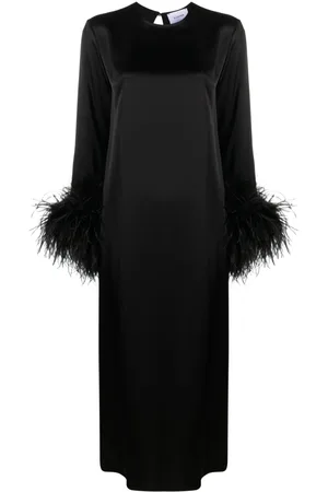 Sleeper Suzi feather-cuffs maxi dress