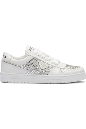 Prada Crystal-embellished leather sneakers
