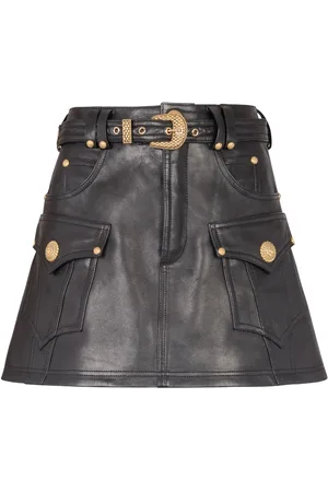 Balmain Belted leather miniskirt