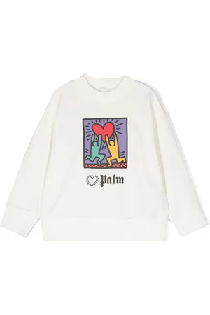 Palm Angels X Keith Haring heart-print cotton sweatshirt