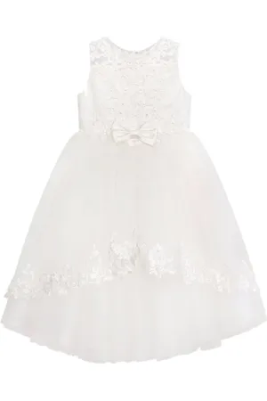 Sarah Louise Floral-lace tulle long dress
