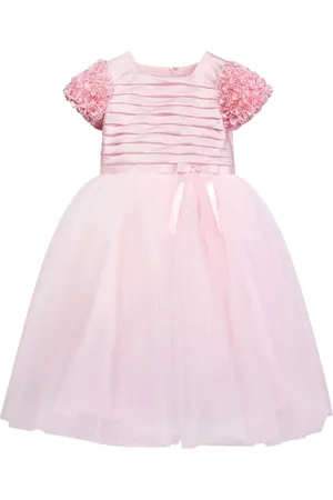 Sarah Louise Pleated ruffled belted gown dress
