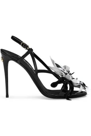 Dolce & Gabbana Floral-appliqué leather stiletto sandals