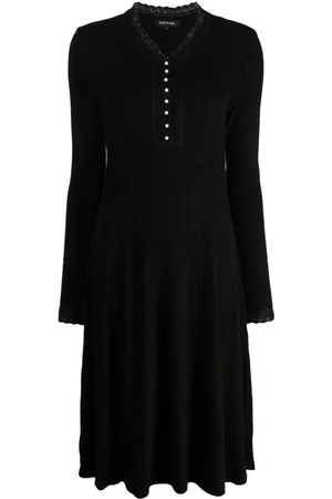 tout a coup Ribbed V-neck midi dress