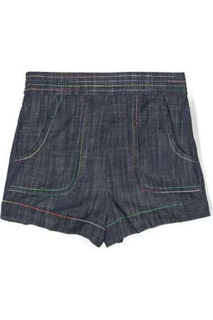 ZIMMERMANN Alight rainbow-stitch denim shorts