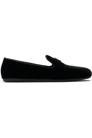 Prada Triangle-logo velvet loafers