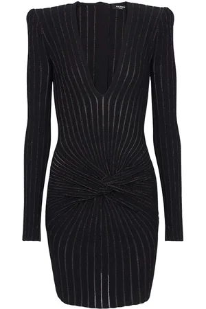 Balmain Ribbed-knit long-sleeve dress