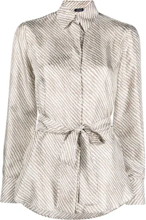 Kiton Abstract-print tied silk shirt