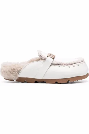 Mou Logo-lettering shearling slippers