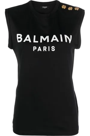Balmain Logo-print cotton tank top