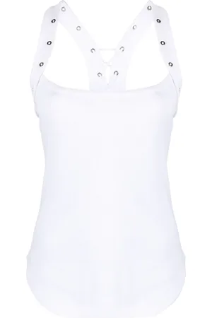 The Attico Eyelet-embellished ribbed-knit tank top