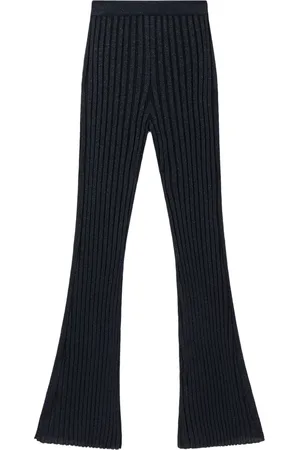 Stella McCartney Lurex ribbed-knit straight-leg trousers