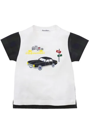 Familiar Motif-embroidered cotton T-shirt