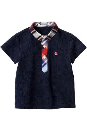 Familiar Contrasting-collar cotton polo collar