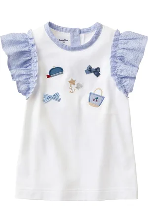 Familiar Ruffle-trim cotton T-shirt