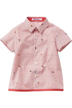 Familiar Grid-patterned cotton shirt