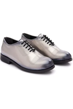 M. Moustache Round-toe metallic oxford shoes