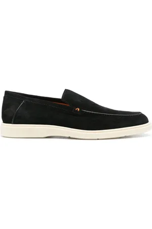 santoni Contrast-stitching suede loafers