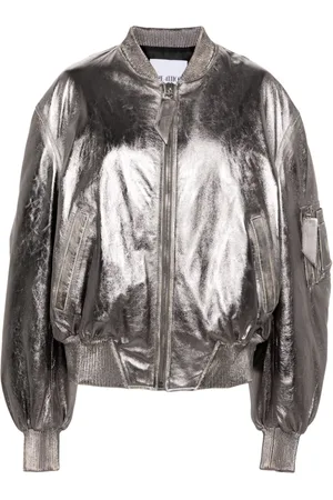 The Attico Anja metallic leather bomber jacket