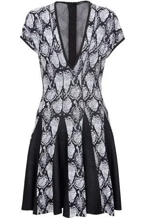 Balmain Python-jacquard knitted skater dress