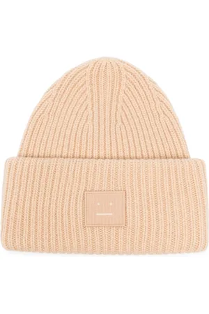 Acne Studios Face-patch ribbed-knit beanie