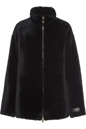 Prada Logo-appliqué shearling jacket