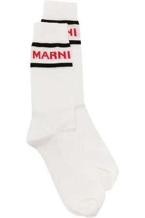 Marni Contrast-trim intarsia-knit logo socks