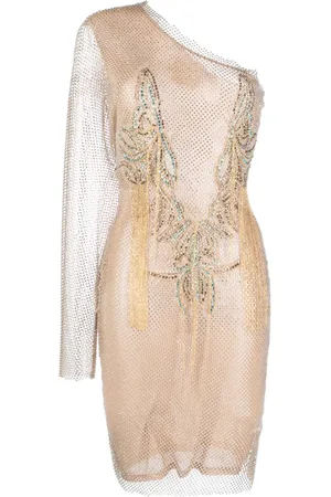 GENNY Mesh rhinestone-embellished dress