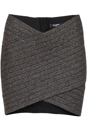 Balmain Stripe-pattern knitted miniskirt