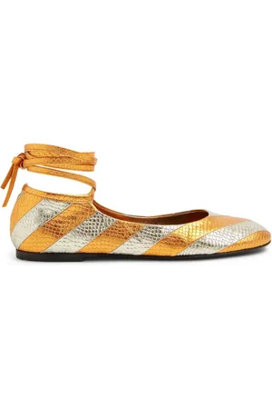 La DoubleJ Striped metallic-effect ballerina shoes