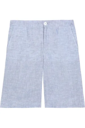 Dolce & Gabbana Logo-patch linen Bermuda shorts