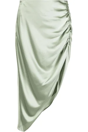 Michelle Mason Asymmetric ruched silk skirt