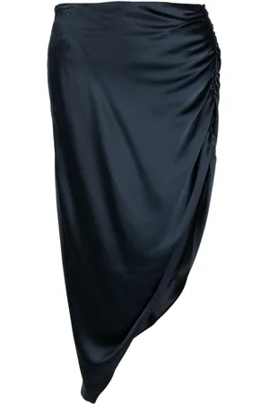 Michelle Mason Asymmetric ruched silk skirt