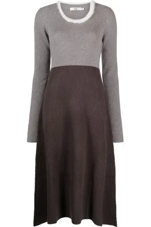 B+AB Panelled ribbed-knit midi dress