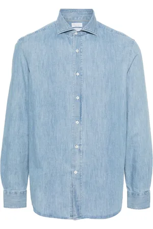 Brunello Cucinelli Spread-collar denim shirt