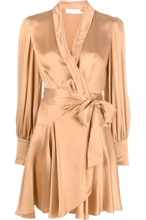 ZIMMERMANN Long-sleeve wrap silk minidress