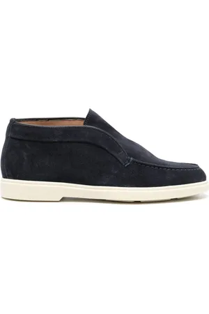 santoni Suede flat loafers