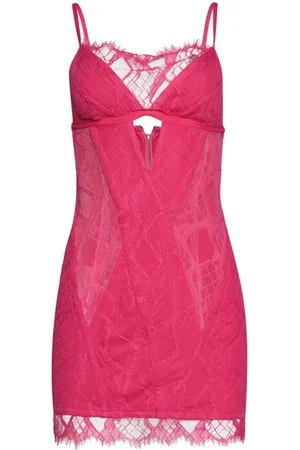 DION LEE Lace-overlay cut-out minidress