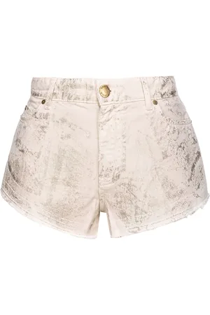 Pinko Graphic-print mid-rise denim shorts