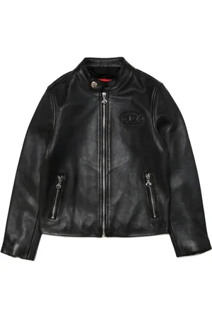 Diesel Logo-embossed leather jacket