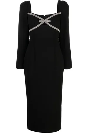 Self-Portrait Bow-detail crepe midi dress