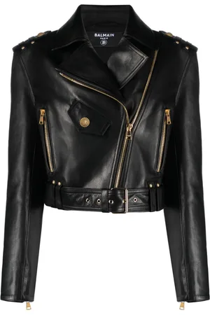 Balmain Zipped-up leather biker jacket