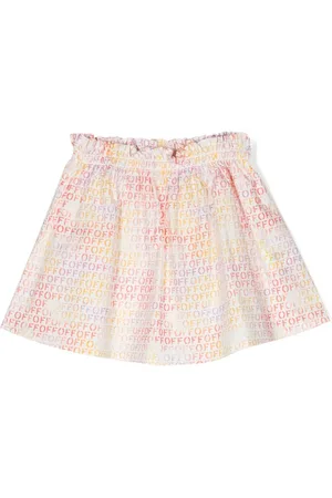 OFF-WHITE Logo-print cotton flared skirt