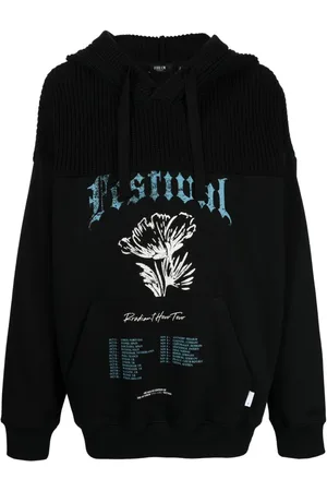 FIVE CM Graphic-print panelled drawstring hoodie