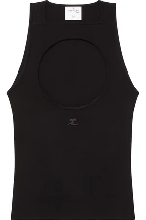 Courrèges Logo-patch cutout tank top