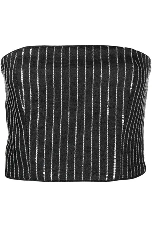 ROTATE Sequinned striped crop top